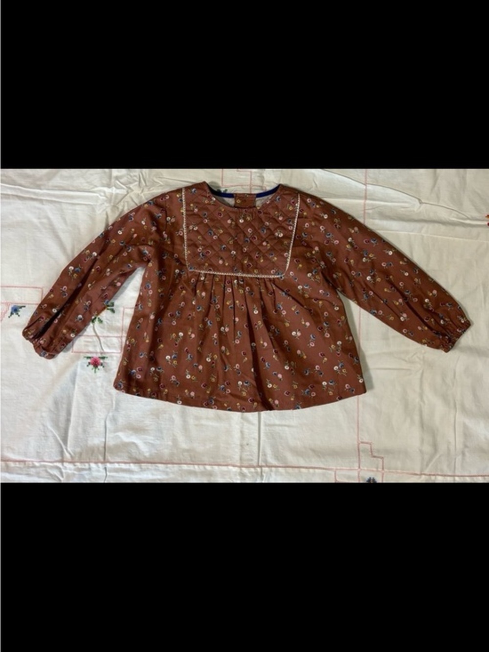 Zara Girls' Brown Floral Quilted Yoke Blouse 18-24m